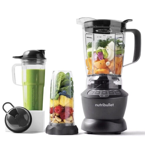 Other - New NutriBullet 1200 Watt Blender Combo with Single Serve Cups NBF50500 Gray